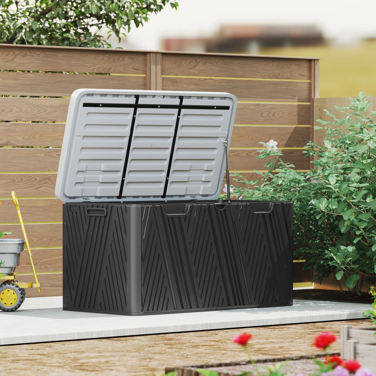 380L Garden Storage Box Waterproof Outdoor Storage Box with Lockable Lid