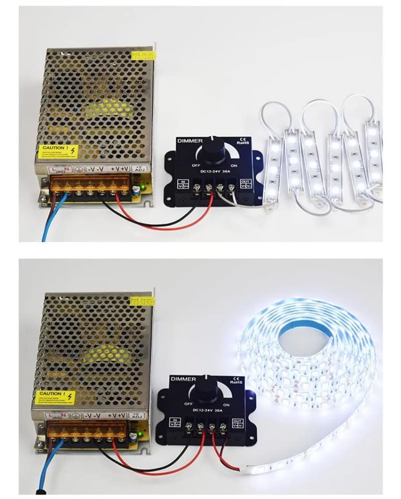 DC 12V 24V 30A LED Dimmer Switch 360W Voltage Regulator Adjustable Controller For LED Strip Light Lamp LED Dimming Dimmers
