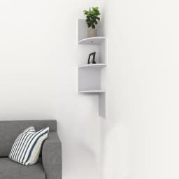 Voltsify Wooden Zigzag Floating Corner Shelves Multi-Tier White
