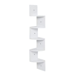 Voltsify Wooden Zigzag Floating Corner Shelves Multi-Tier White
