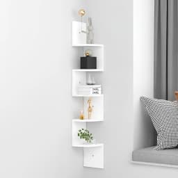 Voltsify Wooden Zigzag Floating Corner Shelves Multi-Tier White
