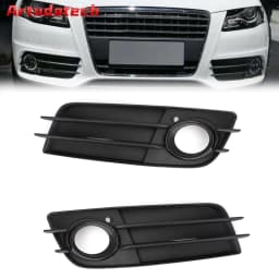 Artudatech 2PCS Front Bumper Black Fog Light Grille Cover For Audi A4 S-LINE S4 2008-12