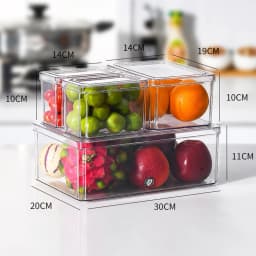 【Lifeideas】4Pcs Transparent Refrigerator Storage Organizer Boxes Set