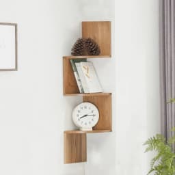 Livingandhome Tiered Wooden Floating Corner Shelf for Living Room Bedroom