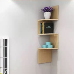 Livingandhome Tiered Wooden Floating Corner Shelf for Living Room Bedroom