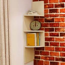 Livingandhome Tiered Wooden Floating Corner Shelf for Living Room Bedroom