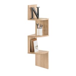 Livingandhome Tiered Wooden Floating Corner Shelf for Living Room Bedroom
