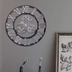 Livingandhome 58cm Industrial Large Retro Silent Wall Clock for Home Decor