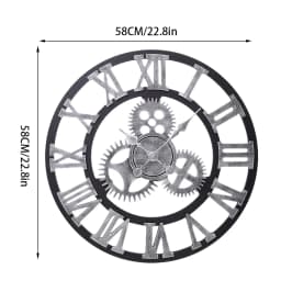 Livingandhome 58cm Industrial Large Retro Silent Wall Clock for Home Decor