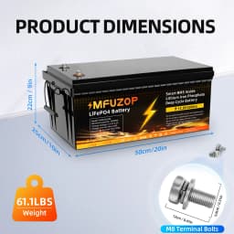 DATOUBOSS 12V 300Ah LiFePO4 Battery Integrated 200A BMS 8000+ Cycles Lithium Battery Max 3840W Power Perfect for Solar