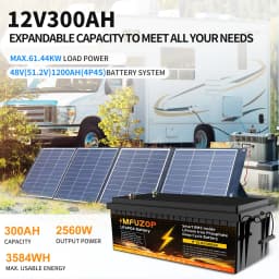 DATOUBOSS 12V 300Ah LiFePO4 Battery Integrated 200A BMS 8000+ Cycles Lithium Battery Max 3840W Power Perfect for Solar