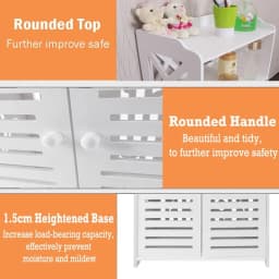 BRIEFNESS Bathroom cabinet White floor standing cabinet with double doors and 3 shelves Storage cabinet Storage cabinet