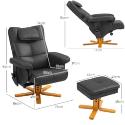 HOMCOM Massage Recliner Chair with Footstool and Hidden Storage
