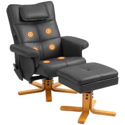 HOMCOM Massage Recliner Chair with Footstool and Hidden Storage