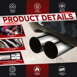 Universal 2.5" in 3'' out 19" Long Stainless Steel Blast Pipes Exhaust Muffler Tip Easy to Replace Car Exhaust Pipe Muffler