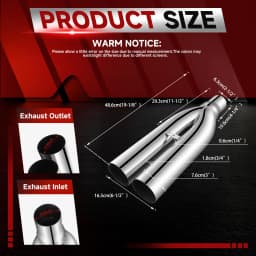 Universal 2.5" in 3'' out 19" Long Stainless Steel Blast Pipes Exhaust Muffler Tip Easy to Replace Car Exhaust Pipe Muffler