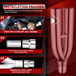 Universal 2.5" in 3'' out 19" Long Stainless Steel Blast Pipes Exhaust Muffler Tip Easy to Replace Car Exhaust Pipe Muffler