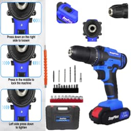 21V Cordless Power Drill,Handheld Screwdriver Drill Set with 25+1 Torque Setting,1.5AH Li-ion Battery&Fast Charger