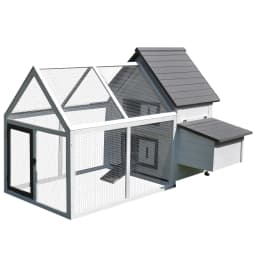 PawHut Chicken Coop with Run Wooden Hen House Pet Poultry Coops Cages with Nesting Box 166 x 124 x 112cm