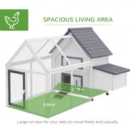 PawHut Chicken Coop with Run Wooden Hen House Pet Poultry Coops Cages with Nesting Box 166 x 124 x 112cm