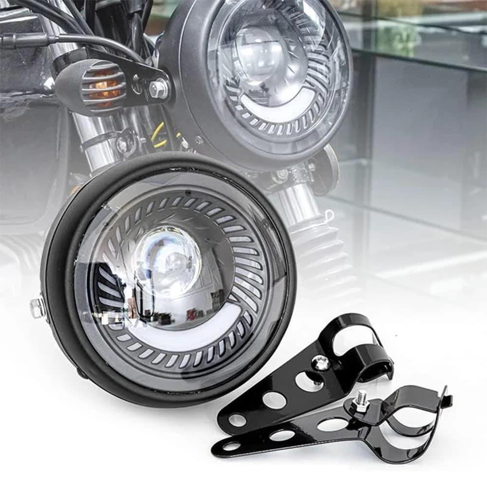 6.5-Inch Motorcycle Led Headlight Retro Round 12v 26w 6500k Led Headlamp With Bracket Kit Modified Parts