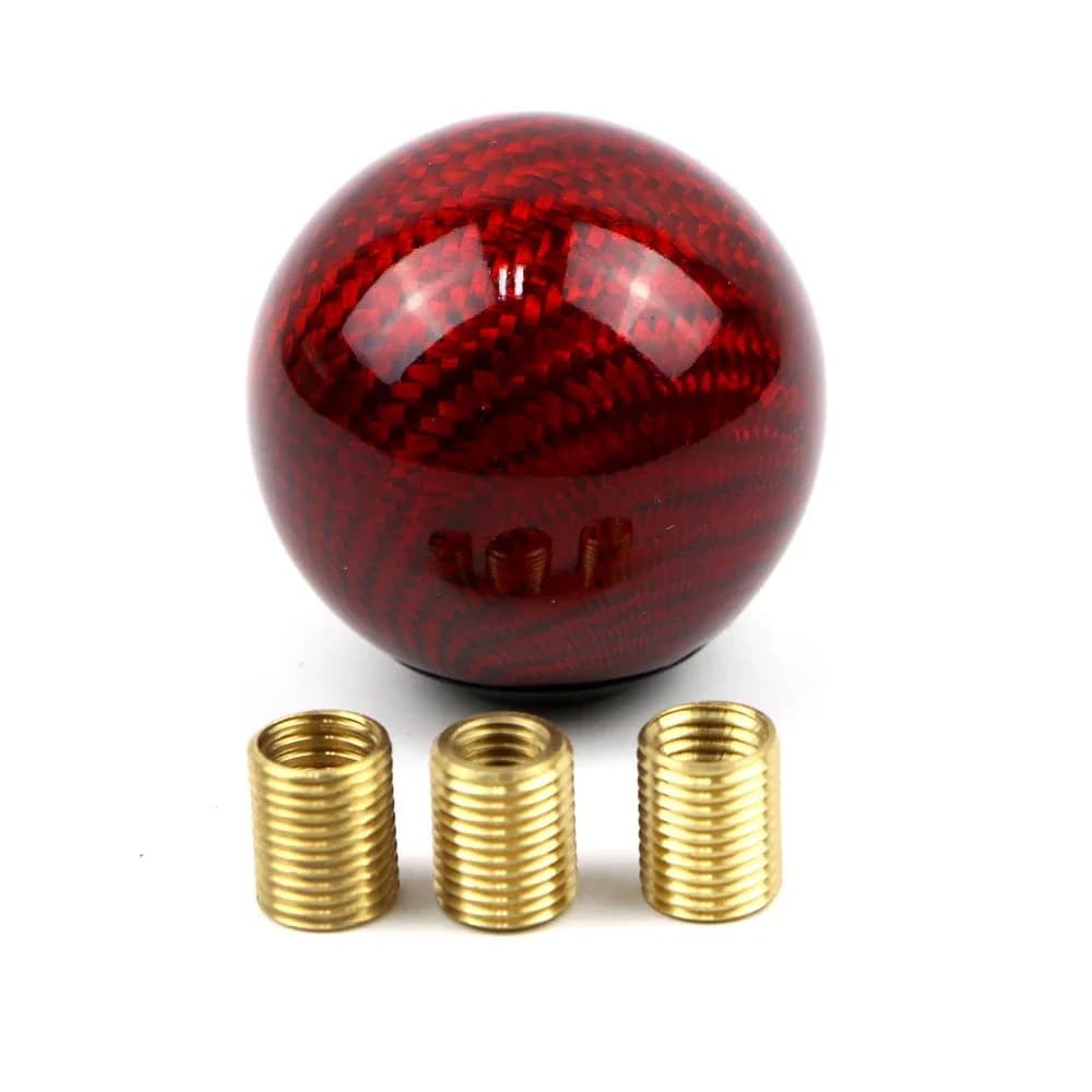 Car Interior Gear Shift Knob Universal Manual Handle Lever Shifter Knob Ball Red Carbon Fiber Style