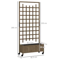 Wooden Trellis Planter, Raised Garden Bed with Wheels and Bed Liner