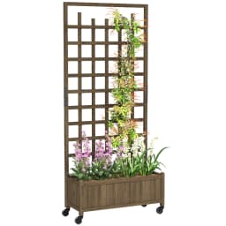 Wooden Trellis Planter, Raised Garden Bed with Wheels and Bed Liner