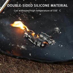 Hexagonal Fire Pit Fireproof Mat Foldable Firewood Bag Ember Mat Heat Resistant Fireproof Pad with Hanger Ear for Camp Grass BBQ