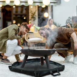 Hexagonal Fire Pit Fireproof Mat Foldable Firewood Bag Ember Mat Heat Resistant Fireproof Pad with Hanger Ear for Camp Grass BBQ