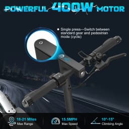 RCB R19 Electric Scooter for Adults, Foldable E-Scooter 400W 36V 10.4Ah, 30-35km Long Range, 25km/h, 3 Speed Modes, 10" Honeycomb Tyres, Dual Brake & Suspension, 150kg, APP Control
