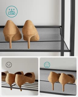 SONGMICS Shoe Rack, 8-Tier Stackable Shoe Storage Shelf, Metal Shoe Organiser with Adjustable Flat or Angled Shelves