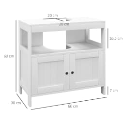 kleankin Bathroom Pedestal Under Sink Cabinet with Storage Shelves, Door, White