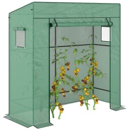 Lean-To Greenhouse Portable Walk-In Tomato Growhouse W/ Roll-Up Door, Green