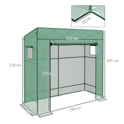 Lean-To Greenhouse Portable Walk-In Tomato Growhouse W/ Roll-Up Door, Green
