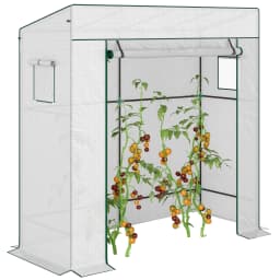 Lean-To Greenhouse Portable Walk-In Tomato Growhouse W/ Roll-Up Door, Green