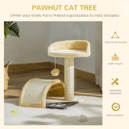 PawHut Cat Tree Scratching Scratcher Post Kitten Activity Centre Climber Hanging Ball