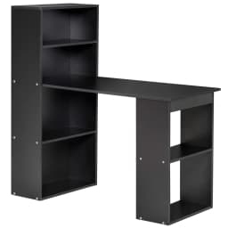 HOMCOM 120cm Computer Desk Bookshelf Writing Table Workstation 6 Shelves Black