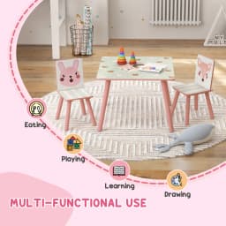 ZONEKIZ Kids Table and Chair Set Toddler Table with 2 Chairs 3 Pieces Pink