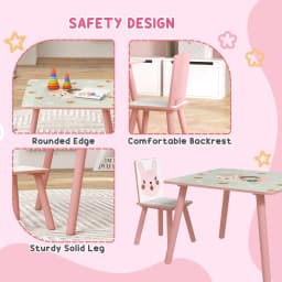 ZONEKIZ Kids Table and Chair Set Toddler Table with 2 Chairs 3 Pieces Pink
