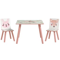 ZONEKIZ Kids Table and Chair Set Toddler Table with 2 Chairs 3 Pieces Pink