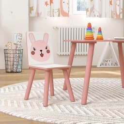 ZONEKIZ Kids Table and Chair Set Toddler Table with 2 Chairs 3 Pieces Pink