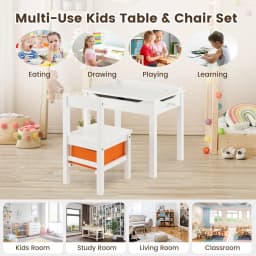 GOFLAME 2PCS Kids Table & Chair Set Toddler Play Furniture Flip Top Toddler Study Desk