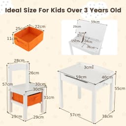 GOFLAME 2PCS Kids Table & Chair Set Toddler Play Furniture Flip Top Toddler Study Desk