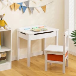GOFLAME 2PCS Kids Table & Chair Set Toddler Play Furniture Flip Top Toddler Study Desk