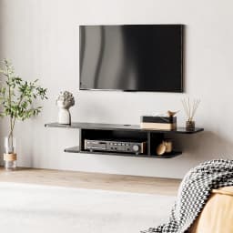 HOMCOM Wall Mounted TV Stand Entertainment Unit with Storage Shelf, Black