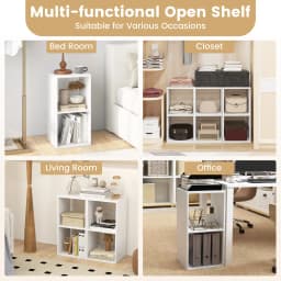 GOFLAME Open Back 2-tier Bookshelf 2-Cube Bookcase Set-White