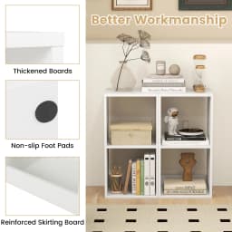GOFLAME Open Back 2-tier Bookshelf 2-Cube Bookcase Set-White