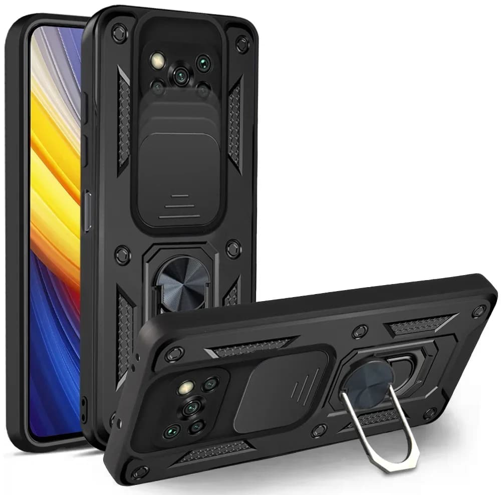 for Xiaomi POCO X3 Pro Case Cover for POCO X3 NFC Camera Lens Protective Armor Shockproof Magnetic Holder Ring Case Capa