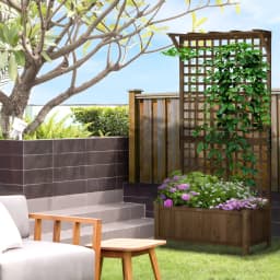Wooden Trellis Planter with Drain Holes for Herbs Raised Bed for Garden Brown